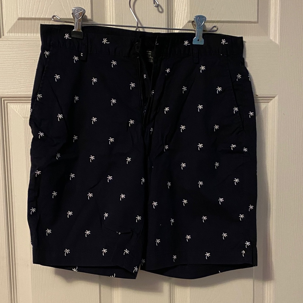 H&M Navy Printed Shorts with White Palm Trees